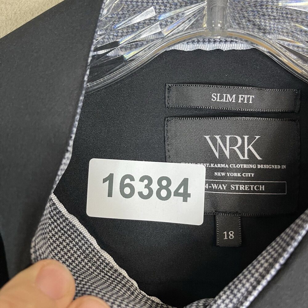WRK Work Rest Carma Shirt Mens 18 Black Long Sleeve Slim Fit Stretch‎ - Picture 14 of 14